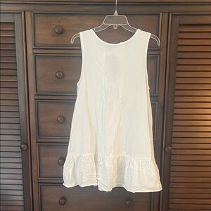 White Sleeveless Ruffle Hem Dress